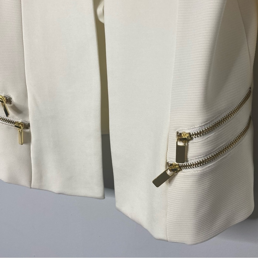 Marc Bouwer Unlimited Size Medium Ivory White Open Front Blazer Sleek Classic - Picture 3 of 7